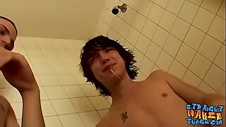 Large cock of emo twink gets pulled on in the shower hard